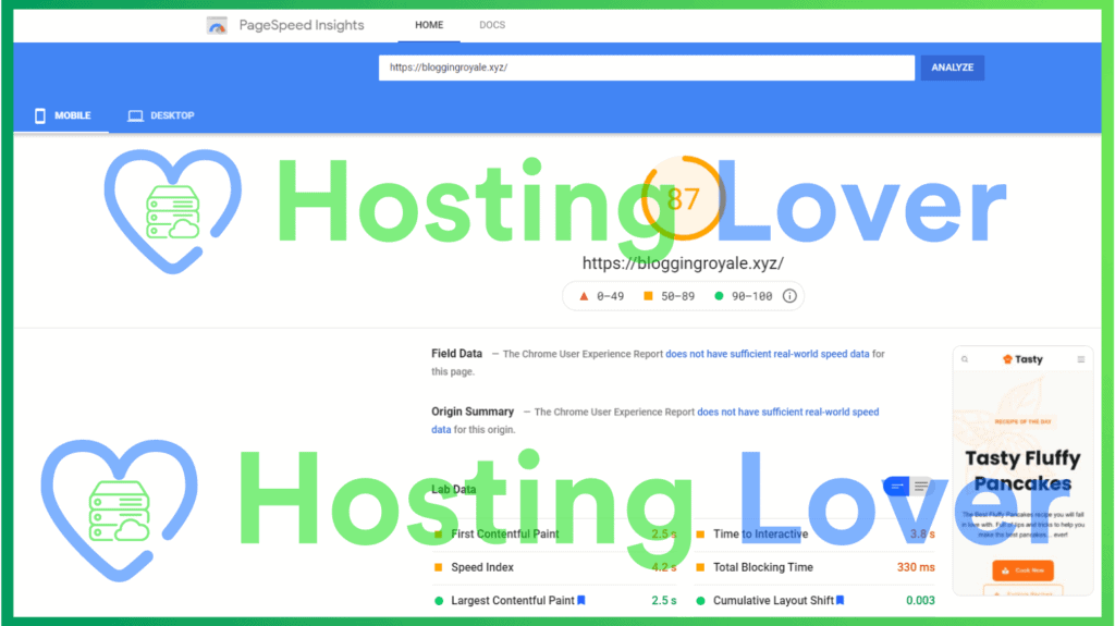Hostinger Shared Hosting Speed Test Hosting Lover Google Pagespeed Insights Mobile Test 1